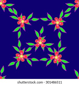 Seamless floral pattern on a blue background