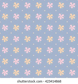 Seamless Floral Pattern on blue background