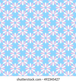 Seamless floral pattern on blue background. 