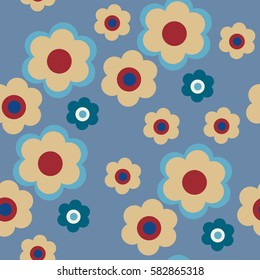 The seamless floral pattern on a blue background