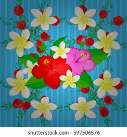 Seamless Floral Pattern on a blue background. Vector illustration.