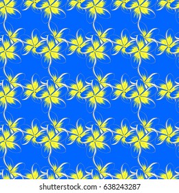 Seamless Floral Pattern on a blue background. Vector plumeria flowers seamless pattern.