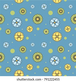 Seamless floral pattern on blue background. Elegant collection. Design for fabric, wrapping paper and textile.