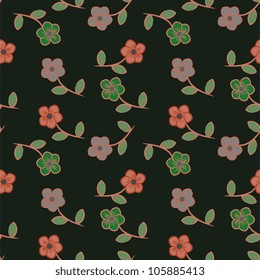 Seamless floral pattern on dark background