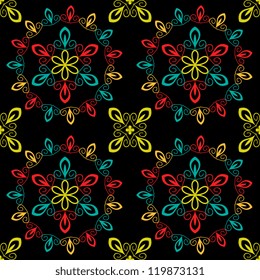 Seamless floral pattern on dark background