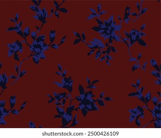 Seamless floral pattern on a dark background. Abstract composition of large wild rose flowers, leaves. Vector illustration.