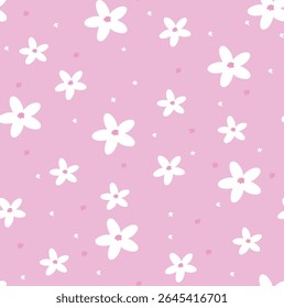 Seamless floral pattern on dark pink base with dots use for apparel wrapping,wallpaper etc.