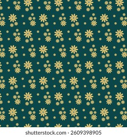 Seamless  floral pattern on a deep green background