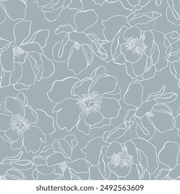 Seamless floral pattern on a gray background. seamless vector flower pattern on green background