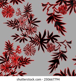 Seamless floral pattern on gray background vector illustration