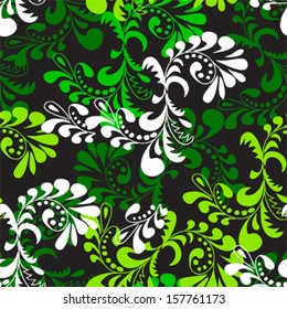 seamless floral pattern on green background vector