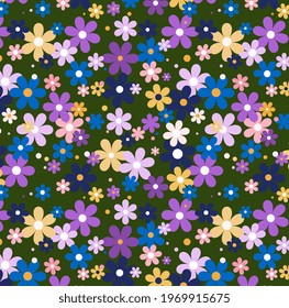 Seamless floral pattern on a green background. Suitable for sewing bags, different things, clothes.