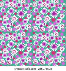 Seamless floral pattern on  green background