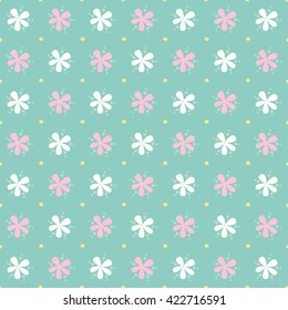 Seamless Floral Pattern on Green background