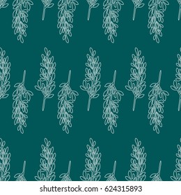 Seamless floral pattern on a green background