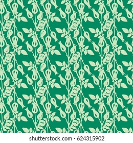 Seamless floral pattern on a green background