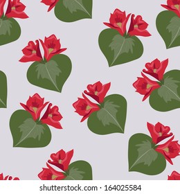 Seamless floral pattern on grey background