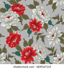 Seamless floral pattern on grey