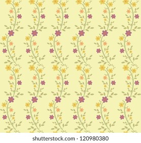 Seamless floral pattern on light yellow