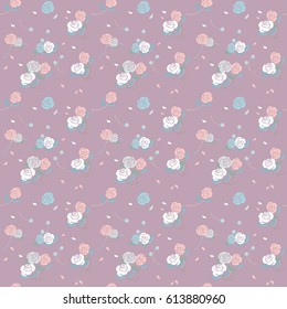 Seamless floral pattern on a light purple background. Delicate fashionable background for textiles, Wallpaper, and various designs. vector
