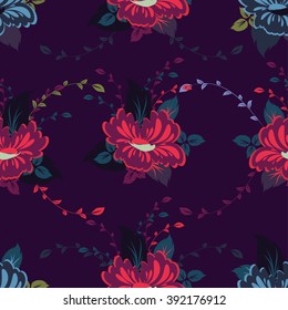 Seamless floral pattern pattern on navy background