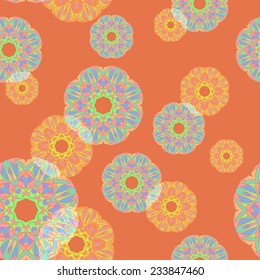 seamless floral pattern on orange background