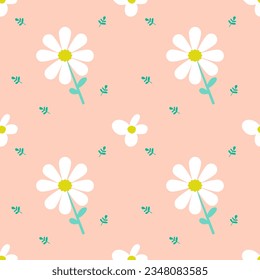 Seamless floral pattern on orange background for wallpaper, fabric, clothing,backdrop,texture, wrapping paper, notebook cover ,curtain,pillow case and stationary.