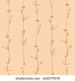 Seamless floral pattern on a pale beige background. Vector