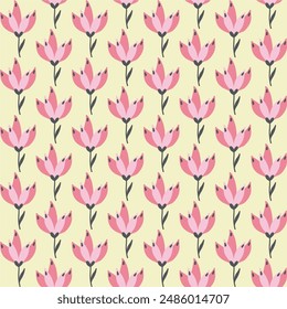 Seamless floral pattern on pastel background. Cute flower design for card, wallpaper, fabric, textile, fashion, flyer, banner, cover, and more.