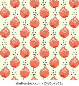 Seamless floral pattern on pastel background. Cute flower design for card, wallpaper, fabric, textile, fashion, flyer, banner, cover, and more.
