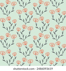 Seamless floral pattern on pastel background. Cute flower design for card, wallpaper, fabric, textile, fashion, flyer, banner, cover, and more.