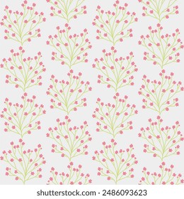 Seamless floral pattern on pastel background. Cute flower design for card, wallpaper, fabric, textile, fashion, flyer, banner, cover, and more.