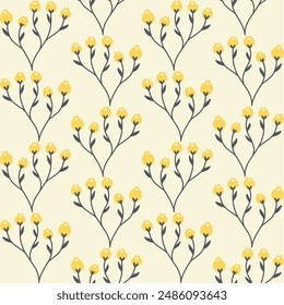 Seamless floral pattern on pastel background. Cute flower design for card, wallpaper, fabric, textile, fashion, flyer, banner, cover, and more.