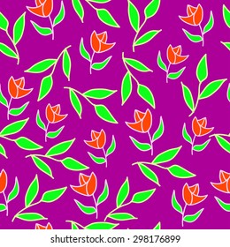 Seamless floral pattern on a pink background