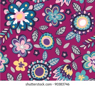 seamless floral pattern on pink background