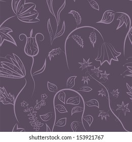  Seamless floral pattern on purple background