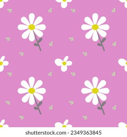 Seamless floral pattern on purple background for wallpaper, fabric, clothing,backdrop,texture, wrapping paper, notebook cover ,curtain,pillow case and stationary.