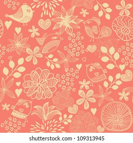 seamless floral pattern on red background