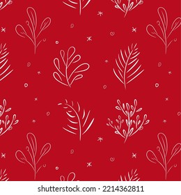 Seamless floral pattern on red background