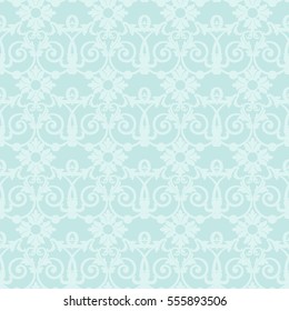 Seamless floral pattern on a turquoise background