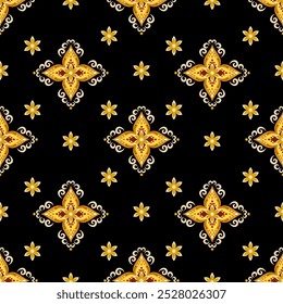 seamless floral pattern on vintage style  , Motif ethnic  floral seamless textil,  embroidery, print striped ornament floral, pattern, design for wrapping, silk, scarf, background, textile