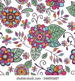 Seamless Floral Pattern On White Background