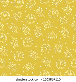 Seamless floral pattern on white background. For design, holidays, banners, wallpaper