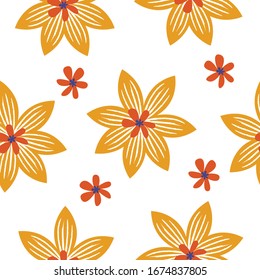 Patrón floral sin soldadura sobre un fondo blanco. Ilustración vectorial.