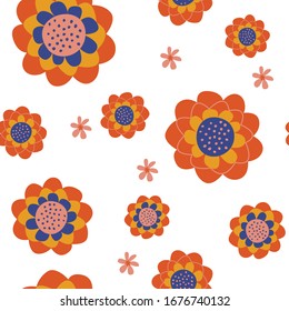 Seamless floral pattern on a white background. Vector illustration.