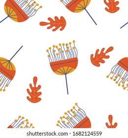 Seamless floral pattern on a white background. Vector illustration.
