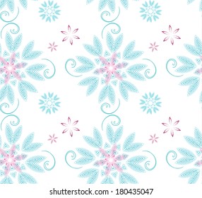 Seamless floral pattern on white background, vector