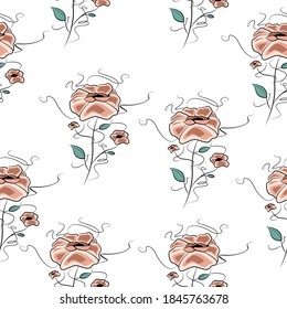 Seamless floral pattern on white background
