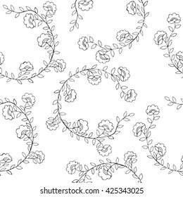 Seamless floral pattern on the white background. Vector illustration seamless for banner, card, invitation, textile, fabric, wrapping paper.