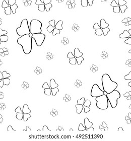 Seamless floral pattern on white flowers sketch.